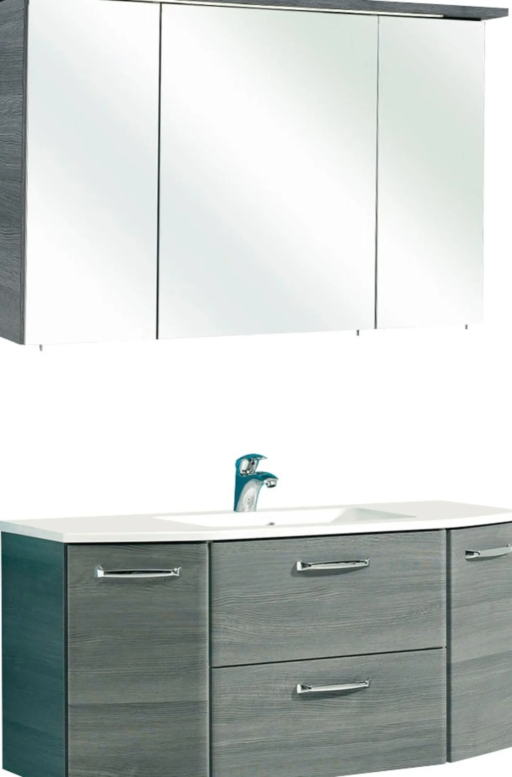 Saphir Badmöbel-Set »Quickset 2-teilig, Mineralmarmor-Waschtisch mit LED-Spiegelschrank« 2 Stk. tlg.