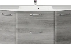 Saphir Badmöbel-Set »Quickset 2-teilig, Mineralmarmor-Waschtisch mit LED-Spiegelschrank« 2 Stk. tlg.