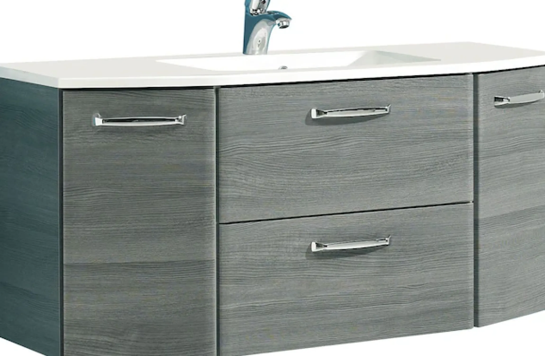 Saphir Badmöbel-Set »Quickset 2-teilig, Mineralmarmor-Waschtisch mit LED-Spiegelschrank« 2 Stk. tlg.