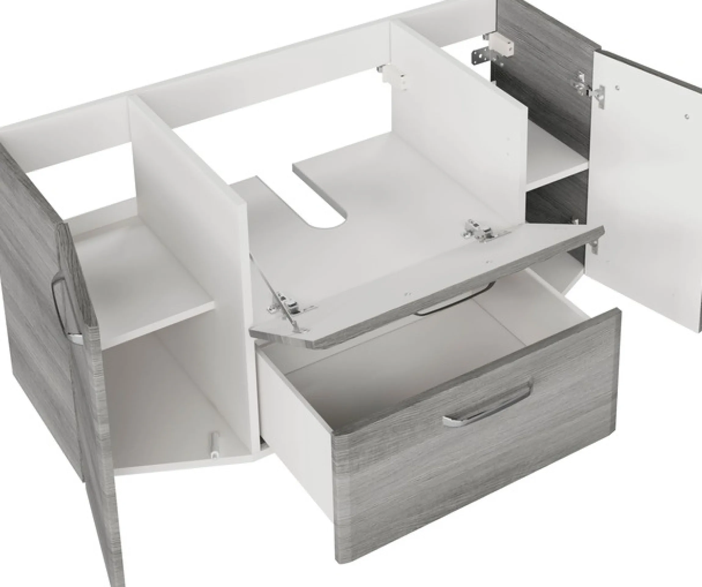 Saphir Badmöbel-Set »Quickset 2-teilig, Mineralmarmor-Waschtisch mit LED-Spiegelschrank« 2 Stk. tlg.