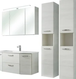 Saphir Badmöbel-Set »Quickset 936 4-teilig, Mineralmarmor-Waschtisch und LED-Spiegelschrank« Set, 4 Stk. tlg.