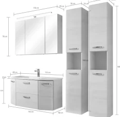 Saphir Badmöbel-Set »Quickset 936 4-teilig, Mineralmarmor-Waschtisch und LED-Spiegelschrank« Set, 4 Stk. tlg.