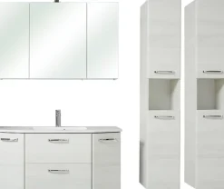 Saphir Badmöbel-Set »Quickset 936 4-teilig, Mineralmarmor-Waschtisch und LED-Spiegelschrank« Set, 4 Stk. tlg.