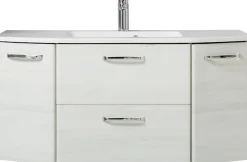 Saphir Badmöbel-Set »Quickset 936 4-teilig, Mineralmarmor-Waschtisch und LED-Spiegelschrank« Set, 4 Stk. tlg.