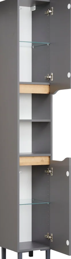 Saphir Badmöbel-Set »Quickset 5-teilig, Waschbeckenunterschrank mit LED-Spiegelschrank« 5 Stk. tlg.