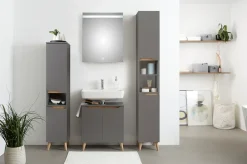Saphir Badmöbel-Set »Quickset 5-teilig, Waschbeckenunterschrank mit LED-Spiegel« 5 Stk. tlg.