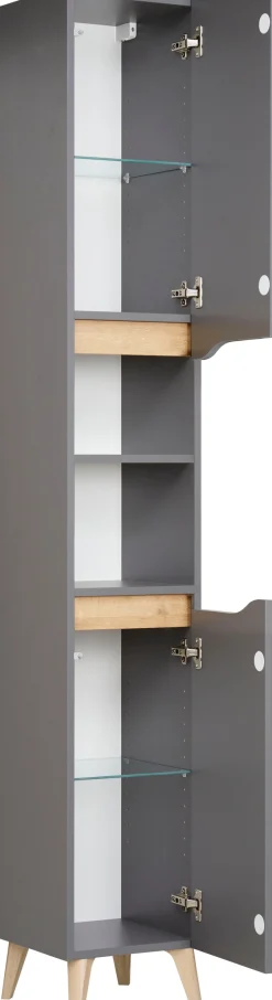 Saphir Badmöbel-Set »Quickset 5-teilig, Waschbeckenunterschrank mit LED-Spiegel« 5 Stk. tlg.