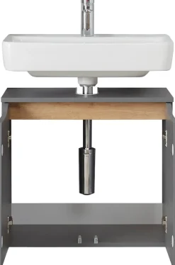 Saphir Badmöbel-Set »Quickset 5-teilig, Waschbeckenunterschrank mit LED-Spiegel« 5 Stk. tlg.
