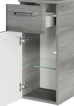 Saphir Badmöbel-Set »Quickset 5-teilig Glas-Waschtisch mit LED-Spiegelschrank, Bad-Set« 6 Stk. tlg.