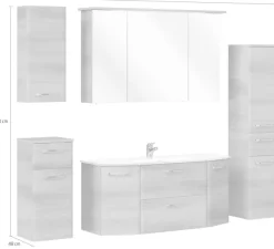 Saphir Badmöbel-Set »Quickset 5-teilig Glas-Waschtisch mit LED-Spiegelschrank, Bad-Set« 6 Stk. tlg.