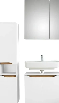 Saphir Badmöbel-Set »Quickset 3-teilig, Waschbeckenunterschrank mit LED-Spiegelschrank« 3 Stk. tlg.