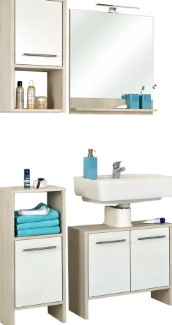Saphir Badmöbel-Set »Quickset 350 4-teilig, mit Waschbeckenunterschrank und LED-Spiegel« Set, 4 Stk. tlg.