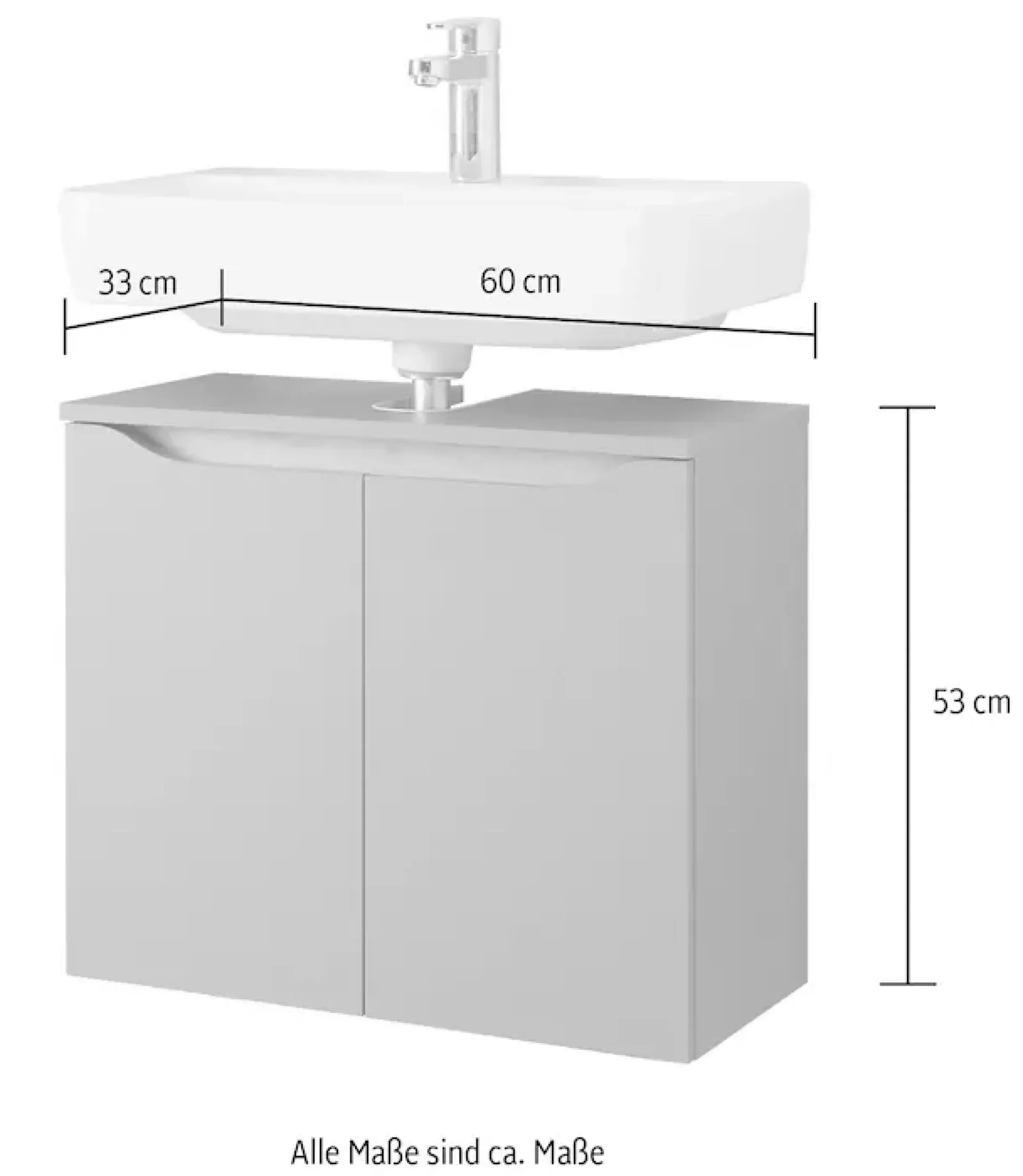 Saphir Badmöbel-Set »Quickset 3-teilig, Waschbeckenunterschrank mit LED-Spiegel« 3 Stk. tlg.