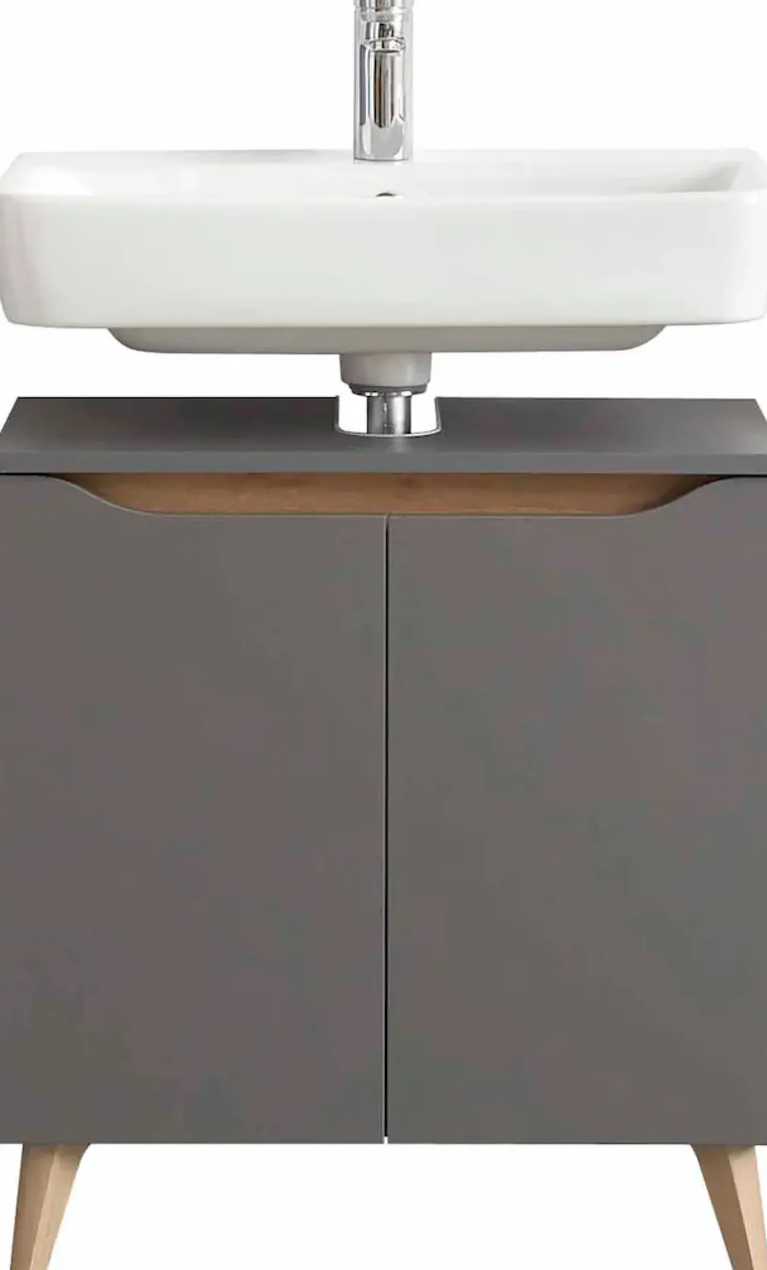Saphir Badmöbel-Set »Quickset 3-teilig, Waschbeckenunterschrank mit LED-Spiegel« 3 Stk. tlg.