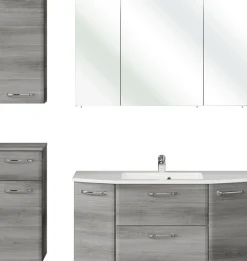 Saphir Badmöbel-Set »Quickset 4-teilig, Mineralmarmor-Waschtisch und LED-Spiegelschrank« 5 Stk. tlg.