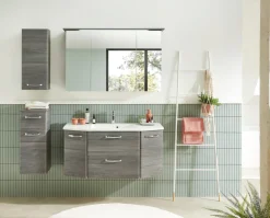 Saphir Badmöbel-Set »Quickset 4-teilig, Mineralmarmor-Waschtisch und LED-Spiegelschrank« 5 Stk. tlg.