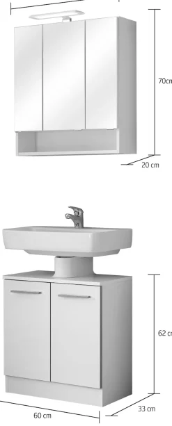 Saphir Badmöbel-Set »Quickset 953 2-teilig, Waschbeckenunterschrank und LED-Spiegelschrank« Set,