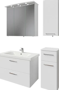 Saphir Badmöbel-Set »Quickset 316 4-teilig, Keramikwaschtisch mit LED-Spiegelschrank« 5 Stk. tlg.