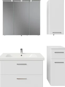 Saphir Badmöbel-Set »Quickset 316 4-teilig, Keramikwaschtisch mit LED-Spiegelschrank« 5 Stk. tlg.
