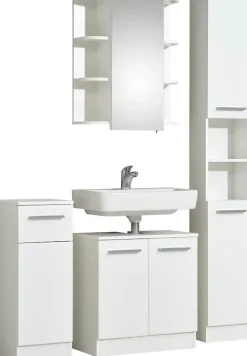Saphir Badmöbel-Set »Quickset 335 5-teilig, Waschbeckenunterschrank mit LED-Spiegelschrank« 5 Stk. tlg.