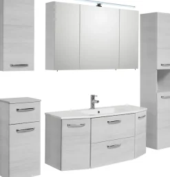 Saphir Badmöbel-Set »Quickset 936 5-teilig, Mineralmarmor-Waschtisch mit LED-Spiegelschrank« Set, 5 Stk. tlg.
