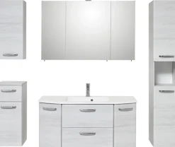 Saphir Badmöbel-Set »Quickset 936 5-teilig, Mineralmarmor-Waschtisch mit LED-Spiegelschrank« Set, 5 Stk. tlg.