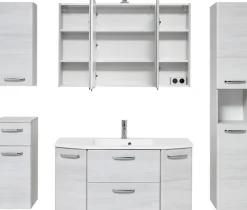 Saphir Badmöbel-Set »Quickset 936 5-teilig, Mineralmarmor-Waschtisch mit LED-Spiegelschrank« Set, 5 Stk. tlg.