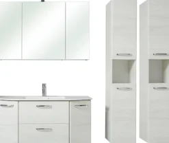 Saphir Badmöbel-Set »Quickset 936 4-teilig, Glaswaschtisch und LED-Spiegelschrank« Set, 4 Stk. tlg.