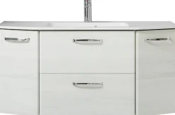 Saphir Badmöbel-Set »Quickset 936 4-teilig, Glaswaschtisch und LED-Spiegelschrank« Set, 4 Stk. tlg.