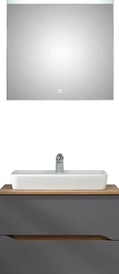 Saphir Badmöbel-Set »Quickset 2-teilig, Keramik-Aufsatzbecken mit LED-Spiegel« 4 Stk. tlg.