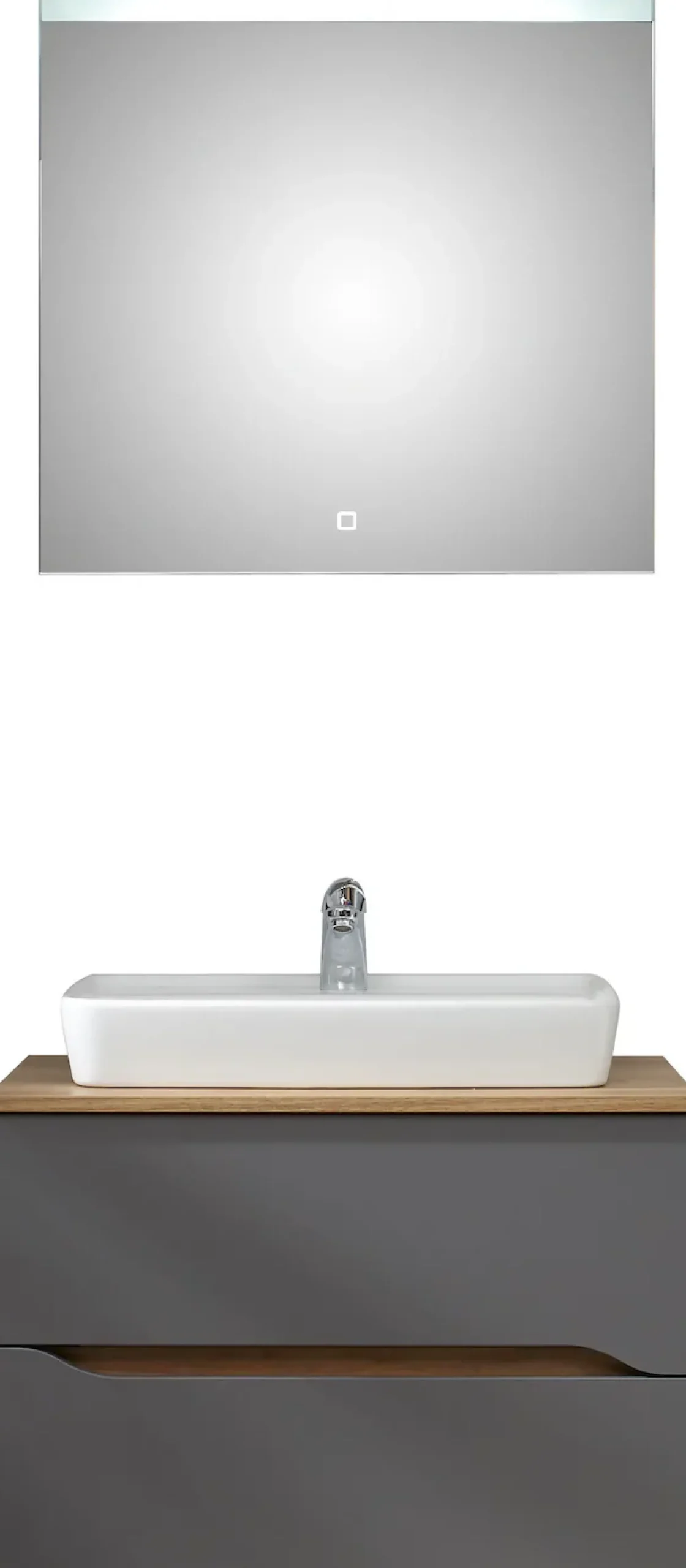 Saphir Badmöbel-Set »Quickset 2-teilig, Keramik-Aufsatzbecken mit LED-Spiegel« 4 Stk. tlg.