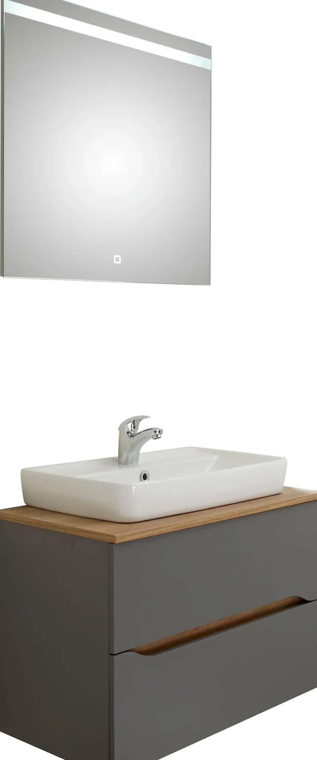 Saphir Badmöbel-Set »Quickset 2-teilig, Keramik-Aufsatzbecken mit LED-Spiegel« 4 Stk. tlg.