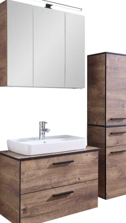 Saphir Badmöbel-Set »Quickset 374 3-teilig, Keramik-Aufsatzbecken und LED-Spiegelschrank« 6 Stk. tlg.