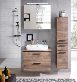 Saphir Badmöbel-Set »Quickset 374 3-teilig, Keramik-Aufsatzbecken und LED-Spiegelschrank« 6 Stk. tlg.
