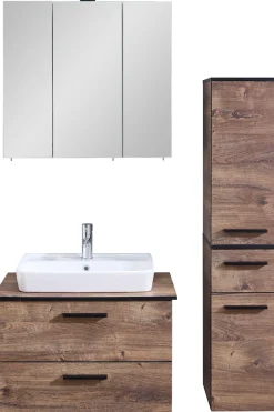 Saphir Badmöbel-Set »Quickset 374 3-teilig, Keramik-Aufsatzbecken und LED-Spiegelschrank« 6 Stk. tlg.