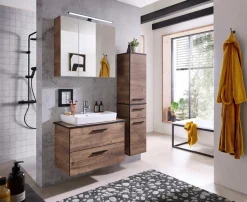 Saphir Badmöbel-Set »Quickset 374 3-teilig, Keramik-Aufsatzbecken und LED-Spiegelschrank« 6 Stk. tlg.
