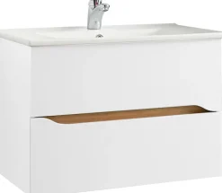 Saphir Badmöbel-Set »Quickset 3-teilig, Keramikwaschtisch mit LED-Spiegelschrank« 4 Stk. tlg.