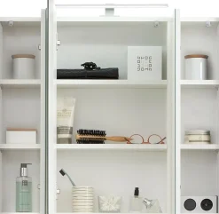 Saphir Badmöbel-Set »Quickset 3-teilig, Keramikwaschtisch mit LED-Spiegelschrank« 4 Stk. tlg.
