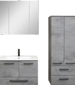 Saphir Badmöbel-Set »Quickset 945 3-teilig, Keramik-Waschtisch mit LED-Spiegelschrank« 4 Stk. tlg.