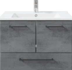 Saphir Badmöbel-Set »Quickset 945 3-teilig, Keramik-Waschtisch mit LED-Spiegelschrank« 4 Stk. tlg.