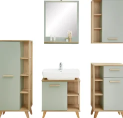 Saphir Badmöbel-Set »Quickset 5-teilig, Waschbeckenunterschrank mit LED-Spiegel« 5 Stk. tlg.