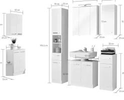 Saphir Badmöbel-Set »Quickset 335 7-teilig, Waschbeckenunterschrank mit LED-Spiegelschrank« 7 Stk. tlg.