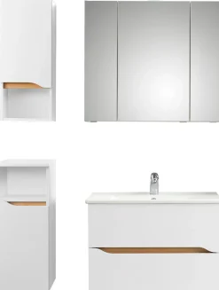 Saphir Badmöbel-Set »Quickset 4-teilig, Keramik-Waschtisch und LED-Spiegelschrank« 5 Stk. tlg.