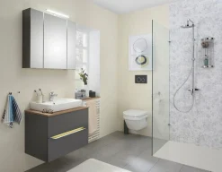 Saphir Badmöbel-Set »Quickset 2-teilig, Keramik-Aufsatzbecken mit LED-Spiegelschrank« 5 Stk. tlg.