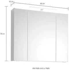 Saphir Badmöbel-Set »Quickset 2-teilig, Keramik-Aufsatzbecken mit LED-Spiegelschrank« 5 Stk. tlg.