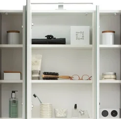 Saphir Badmöbel-Set »Quickset 2-teilig, Keramik-Aufsatzbecken mit LED-Spiegelschrank« 5 Stk. tlg.