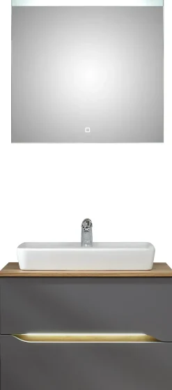 Saphir Badmöbel-Set »Quickset 2-teilig, Keramik-Aufsatzbecken mit LED-Spiegel« 5 Stk. tlg.