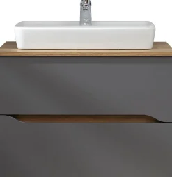 Saphir Badmöbel-Set »Quickset 2-teilig, Keramik-Aufsatzbecken mit LED-Spiegel« 5 Stk. tlg.