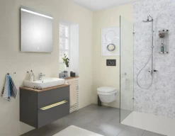 Saphir Badmöbel-Set »Quickset 2-teilig, Keramik-Aufsatzbecken mit LED-Spiegel« 5 Stk. tlg.