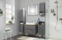 Saphir Badmöbel-Set »Quickset 5-teilig, Keramik-Aufsatzbecken mit LED-Spiegel« 7 Stk. tlg.